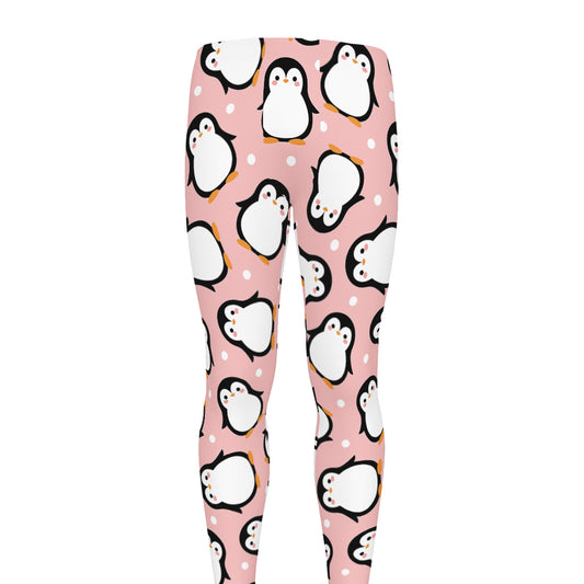 Pink Polka Dot Penguin Pattern Print Men's leggings