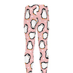 Pink Polka Dot Penguin Pattern Print Men's leggings