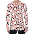 Pink Polka Dot Penguin Pattern Print Men's Long Sleeve T-Shirt