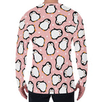 Pink Polka Dot Penguin Pattern Print Men's Long Sleeve T-Shirt