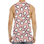 Pink Polka Dot Penguin Pattern Print Men's Muscle Tank Top