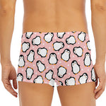 Pink Polka Dot Penguin Pattern Print Men's Short Boxer Briefs