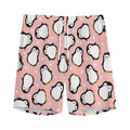Pink Polka Dot Penguin Pattern Print Men's Athletic Shorts