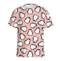 Pink Polka Dot Penguin Pattern Print Men's Athletic T-Shirt