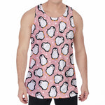 Pink Polka Dot Penguin Pattern Print Men's Velvet Tank Top