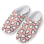 Pink Polka Dot Penguin Pattern Print Mesh Casual Shoes