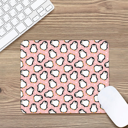 Pink Polka Dot Penguin Pattern Print Mouse Pad