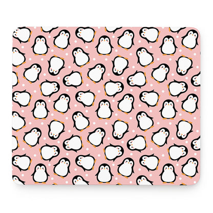 Pink Polka Dot Penguin Pattern Print Mouse Pad