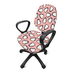 Pink Polka Dot Penguin Pattern Print Office Chair Cover