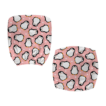 Pink Polka Dot Penguin Pattern Print Office Chair Cover