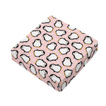 Pink Polka Dot Penguin Pattern Print Outdoor Seat Cushion Cover