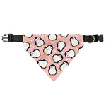 Pink Polka Dot Penguin Pattern Print Over The Collar Dog Bandana
