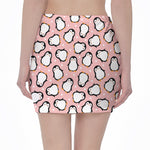 Pink Polka Dot Penguin Pattern Print Pencil Mini Skirt