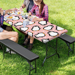 Pink Polka Dot Penguin Pattern Print Picnic Table Cover