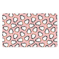 Pink Polka Dot Penguin Pattern Print Polyester Doormat