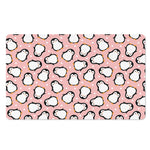 Pink Polka Dot Penguin Pattern Print Polyester Doormat