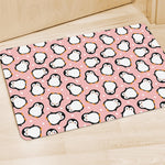 Pink Polka Dot Penguin Pattern Print Polyester Doormat