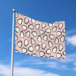 Pink Polka Dot Penguin Pattern Print Polyester Flag
