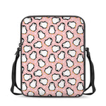 Pink Polka Dot Penguin Pattern Print Rectangular Crossbody Bag
