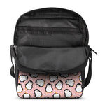 Pink Polka Dot Penguin Pattern Print Rectangular Crossbody Bag