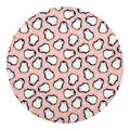 Pink Polka Dot Penguin Pattern Print Round Blanket