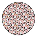 Pink Polka Dot Penguin Pattern Print Round Floor Mat