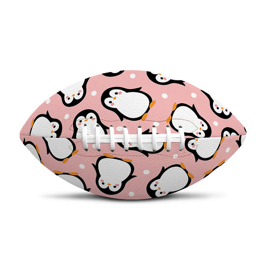 Pink Polka Dot Penguin Pattern Print Rugby Ball