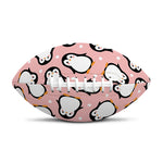 Pink Polka Dot Penguin Pattern Print Rugby Ball