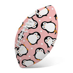 Pink Polka Dot Penguin Pattern Print Rugby Ball