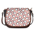 Pink Polka Dot Penguin Pattern Print Saddle Bag