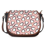 Pink Polka Dot Penguin Pattern Print Saddle Bag