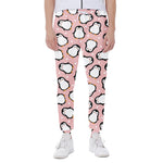 Pink Polka Dot Penguin Pattern Print Scuba Joggers