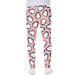 Pink Polka Dot Penguin Pattern Print Scuba Joggers