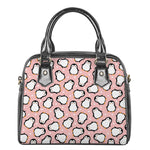 Pink Polka Dot Penguin Pattern Print Shoulder Handbag