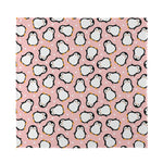 Pink Polka Dot Penguin Pattern Print Silk Bandana