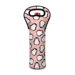 Pink Polka Dot Penguin Pattern Print Single Neoprene Wine Tote