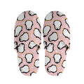 Pink Polka Dot Penguin Pattern Print Slippers