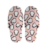 Pink Polka Dot Penguin Pattern Print Slippers