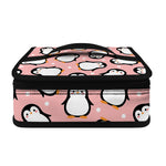 Pink Polka Dot Penguin Pattern Print Small Lunch Bag
