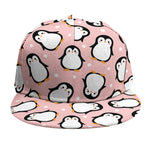 Pink Polka Dot Penguin Pattern Print Snapback Cap