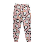 Pink Polka Dot Penguin Pattern Print Sweatpants