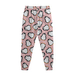 Pink Polka Dot Penguin Pattern Print Sweatpants