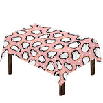 Pink Polka Dot Penguin Pattern Print Tablecloth
