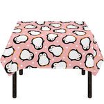Pink Polka Dot Penguin Pattern Print Tablecloth