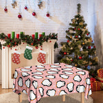 Pink Polka Dot Penguin Pattern Print Tablecloth