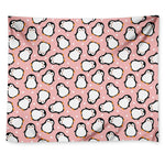 Pink Polka Dot Penguin Pattern Print Tapestry