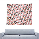 Pink Polka Dot Penguin Pattern Print Tapestry