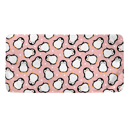 Pink Polka Dot Penguin Pattern Print Towel