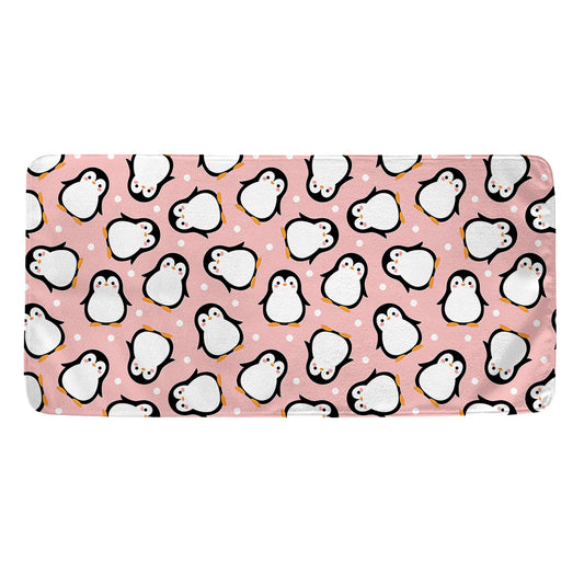 Pink Polka Dot Penguin Pattern Print Towel