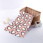 Pink Polka Dot Penguin Pattern Print Towel